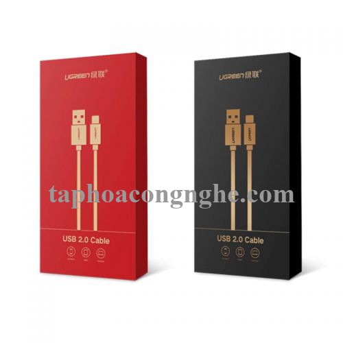 Ugreen 40424 0.5M màu Nâu Cáp sạc truyền dữ liệu USB 2.0 sang MICRO USB dây bọc lưới US246 30040424